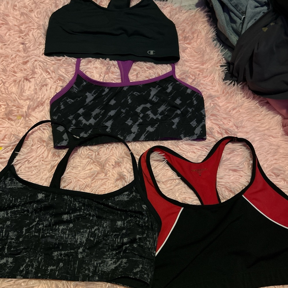 Champion Black and Purple Patterned Sports Bra